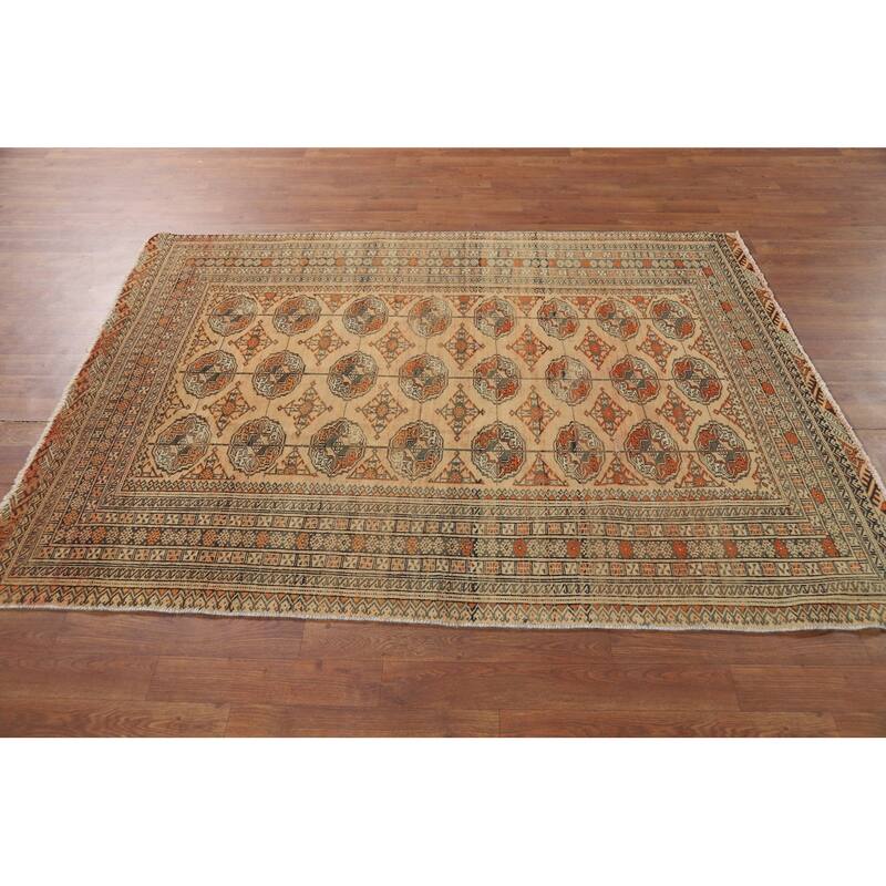 Bokhara Persian Vintage Area Rug Handmade Wool Carpet - 4'6" x 6'1"