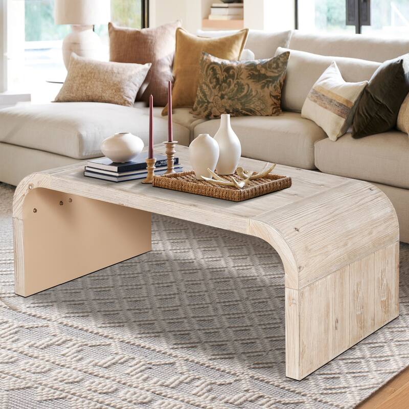 Coffee Table, Rustic Wood Center Table, Rectangle Cocktail Tea Table - Natural Wood Wash