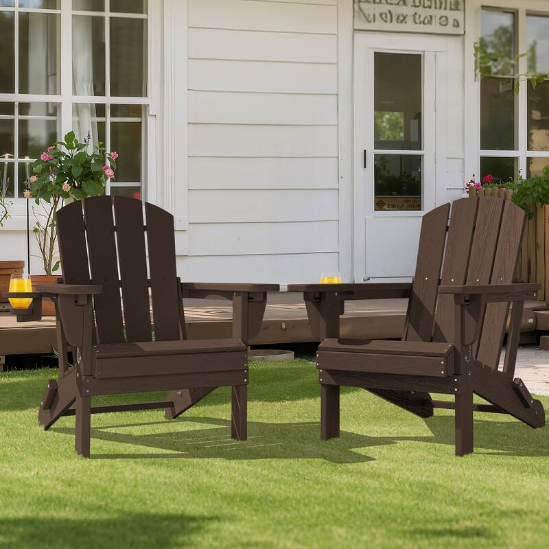 3-Position Reclining Folding Outdoor Chair – PE Wood Grain, Weather-Resistant