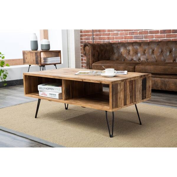 Turner Reclaimed Solid Wood 42 Hairpin Leg Coffee Table Overstock 20306624