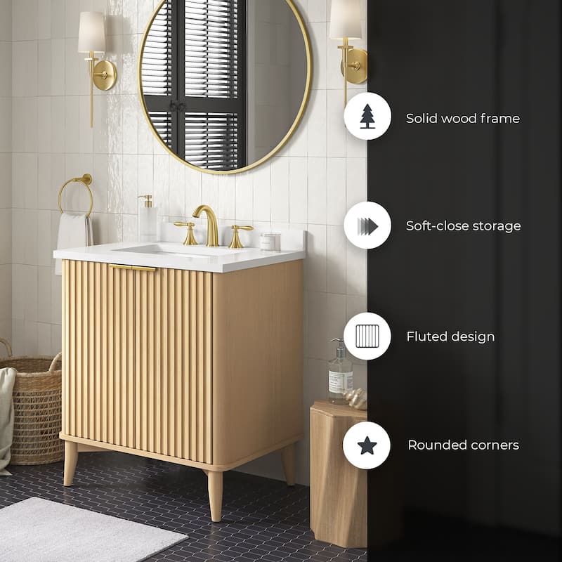 Gabi Bathroom Vanity with White Engineered Stone Top