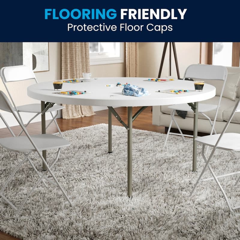 5-Foot Round Plastic Folding Event Table w/ 2" Thick Surface