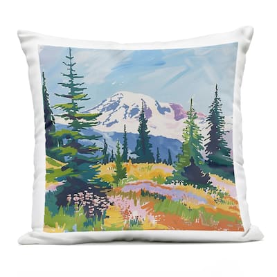 Stupell Peaceful Mountain Valley Scenery Printed Outdoor Throw Pillow Design by Walker Noble