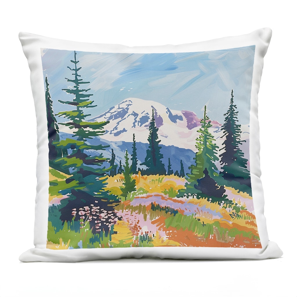 Stupell Peaceful Mountain Valley Scenery Printed Outdoor Throw Pillow Design by Walker Noble