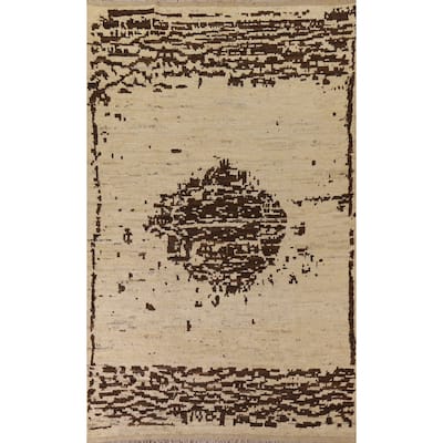 Tribal Moroccan Oriental Wool Area Rug Hand-knotted Dining Room Carpet - 6'11" x 9'8"