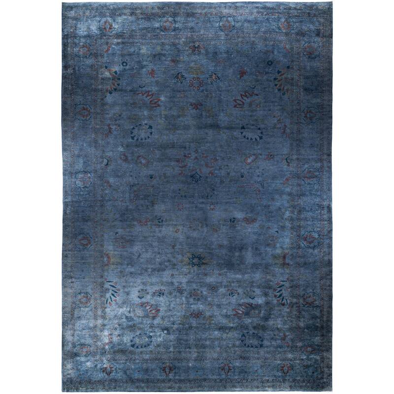 Overdyed One-of-a-Kind Hand-Knotted Area Rug - Blue - 12' 9" x 18' 10"