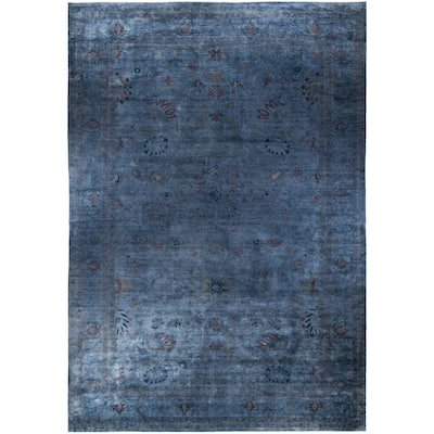 Overdyed One-of-a-Kind Hand-Knotted Area Rug - Blue - 12' 9" x 18' 10"