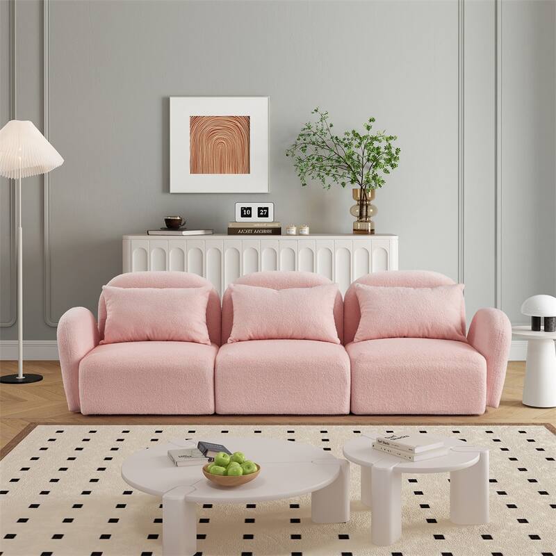Living Room Furniture Three Seat Lazy Sofa Teddy Fabric