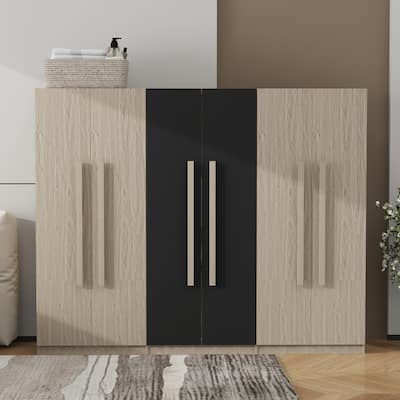 6-Doors Wooden Wardrobe Storage with 2 Drawers Inside
