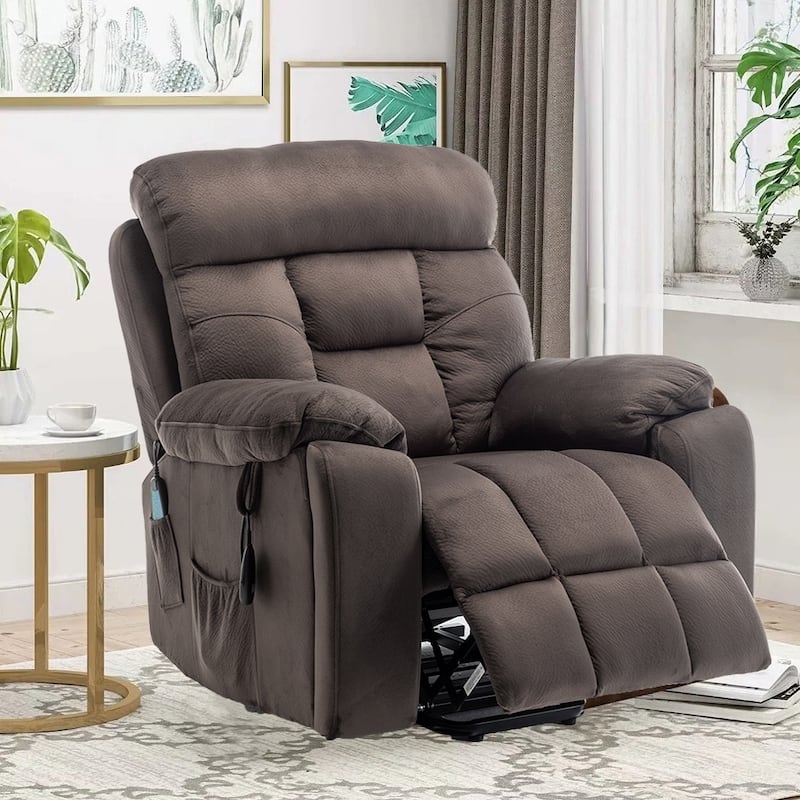 Electric Lift Chair Recliner with Massage Heating - Brown