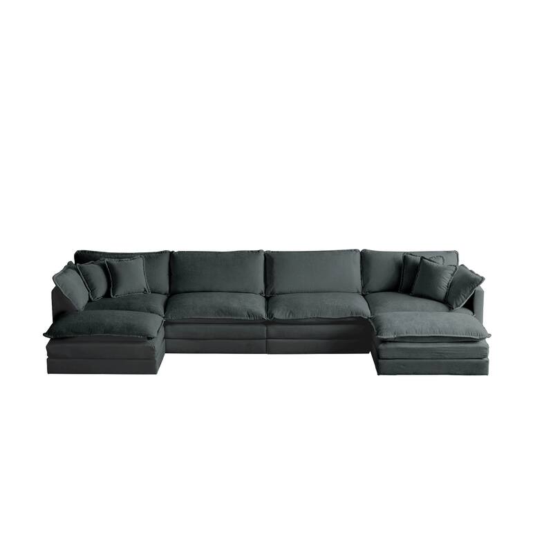 U-Shaped 6 Seater Modular Sofa with 2 Extra Ottomans