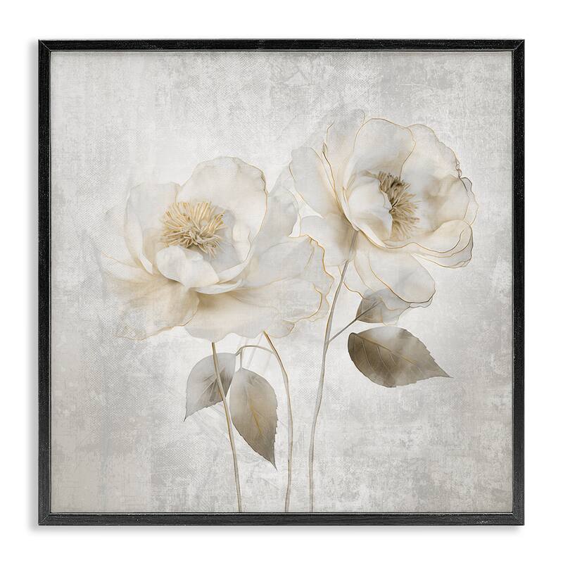 Stupell Contemporary Muted Blossoms Framed Giclee Art Design By Irene Weisz - 12 x 12 - Black