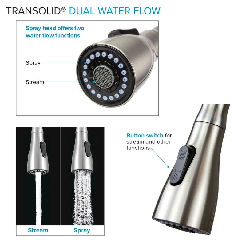 Transolid Kitchen/Laundry Faucet with Dual Spray and Flex Neck With Swivel Action Ball-Joint - N/A