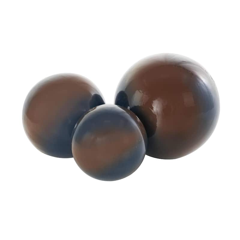 Plastic Decorative Orbs & Vase Filler with Gold Stripe or Blue Accents - Set of 3 Black, Brown, White - Roche River Decor
