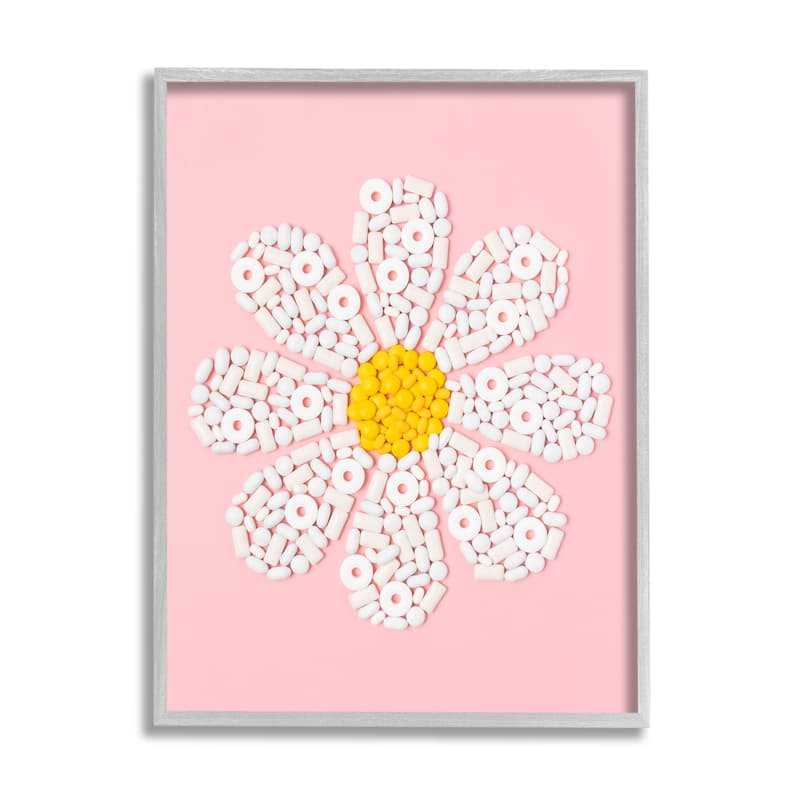 Stupell Daisy Shaped Candies Framed Giclee Art Design by LISH Creative - 24 x 30 - Grey