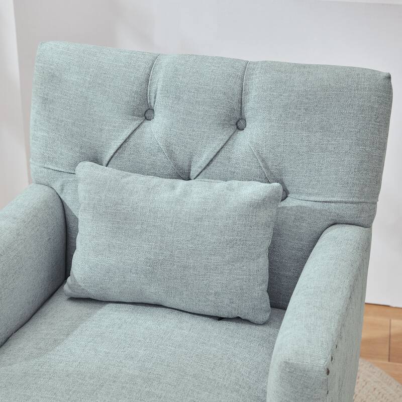 HUIMO Arm Chair Upholstered Button Tufted Accent Chair with Lumbar Pillow Beige/ Grey/ Light Blue/Brown