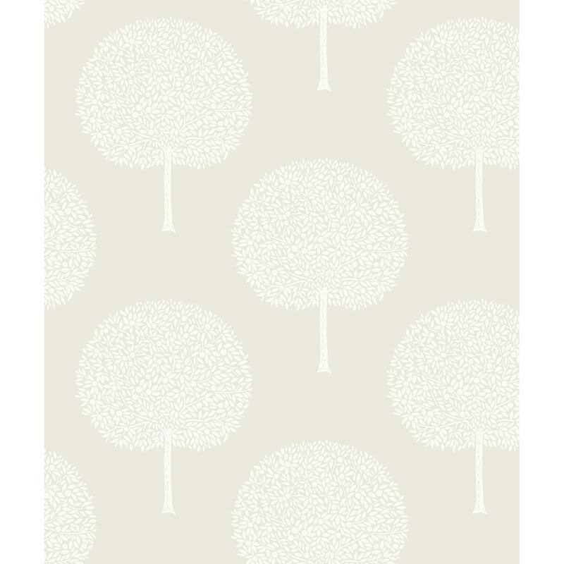 Seabrook Designs Demi Trees Non-Woven Unpasted Wallpaper - 20.9 in. W x 33 ft. L - Neutral & Cream
