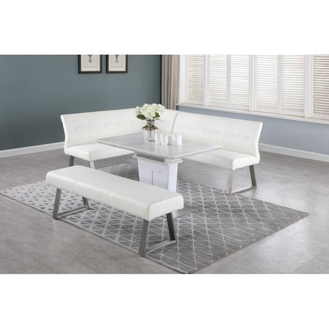 Somette Amelia Marbleized Melamine Dining Set with Nook and Bench