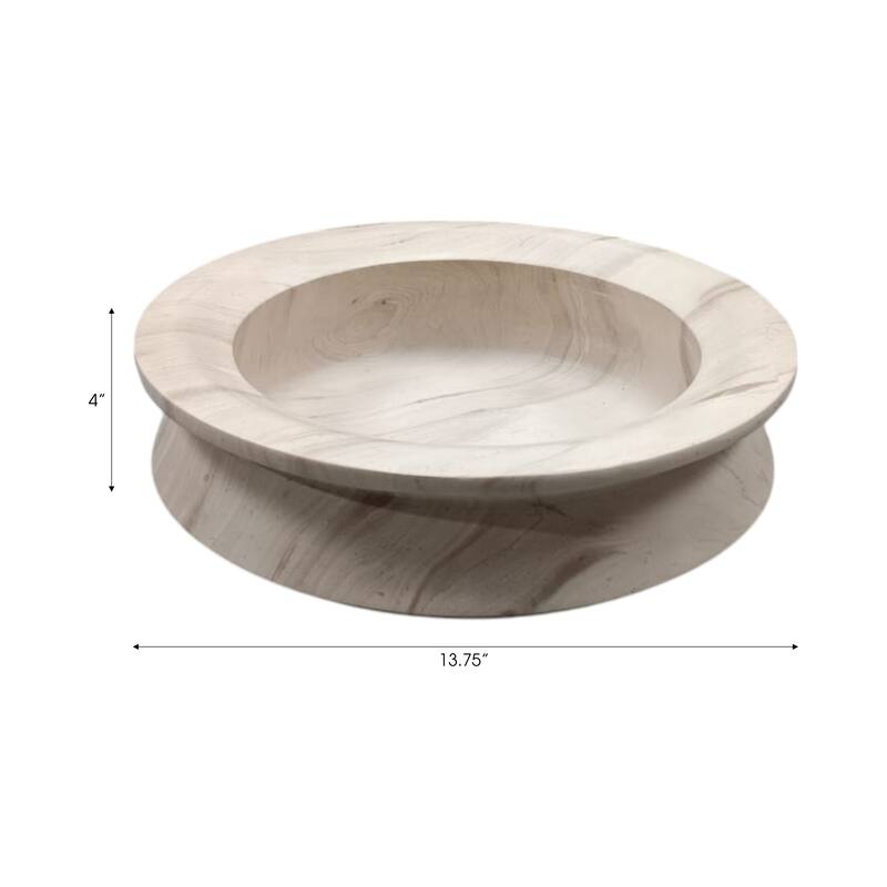 Marble Stone Bowl Valencia Design for Home Office - 4" Ivory - 14" x 14" x 4"