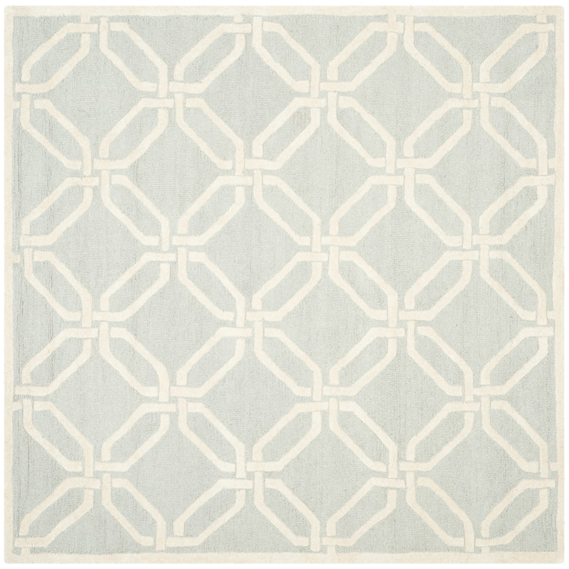 SAFAVIEH Handmade Cambridge Nhung Modern Moroccan Wool Rug - 6' Square - Light Grey/Ivory