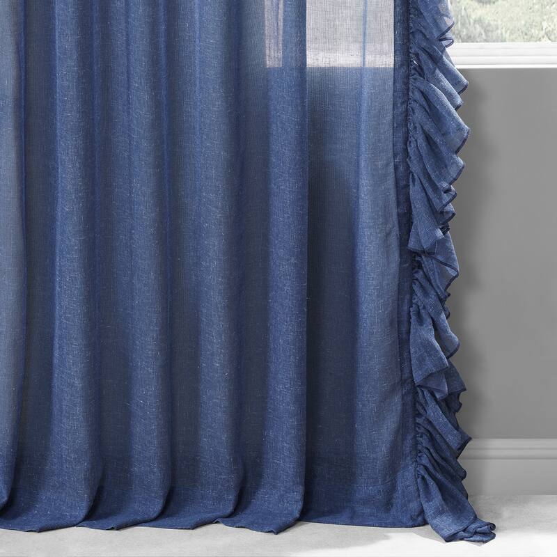 Exclusive Fabrics Faux Linen Ruffle Sheer Curtain (1 Panel)