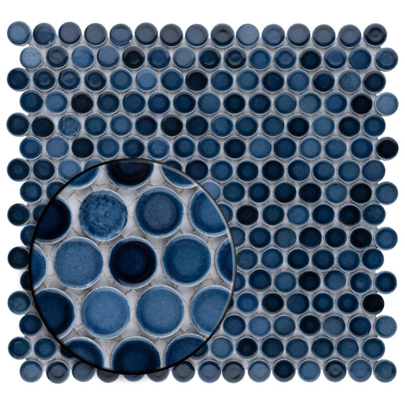 Merola Tile Hudson Penny Round Glacier 11-7/8" x 12-5/8" Porcelain Floor and Wall Tile