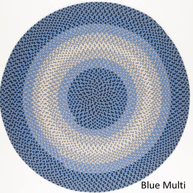 Norfolk Flat-braided Indoor/ Outdoor Rug - 8 ft x 8 ft - Blue Multi
