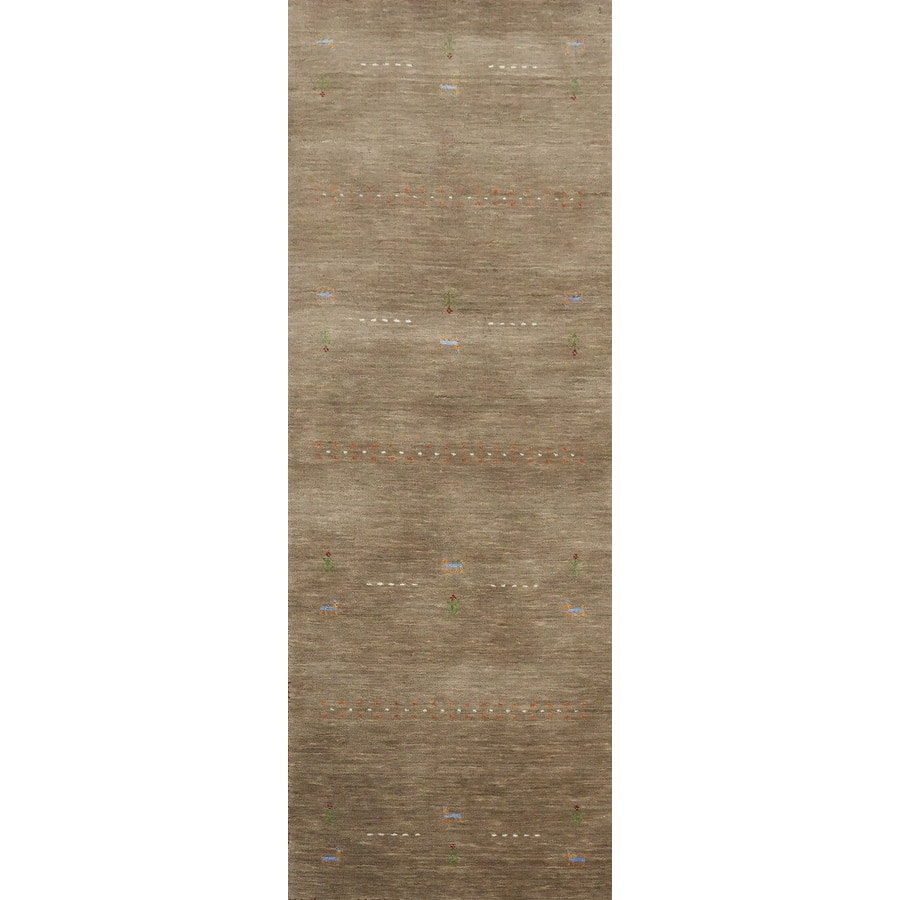 Hand Knotted Oriental 100% Wool Carpet Tribal Animal Pictorial Brown Gabbeh Runner Rug - 8' 0'' X 2' 5''