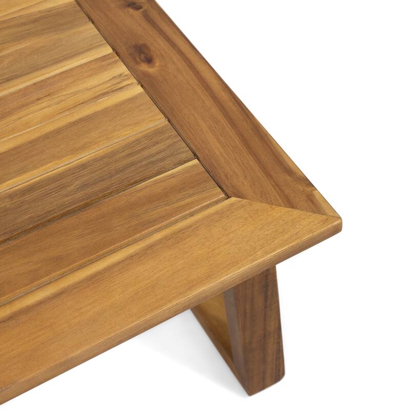 Roomfitters Belgian Outdoor Loveseat and Coffee Table Set, Modern Patio Furniture, Durable Acacia Wood Frame