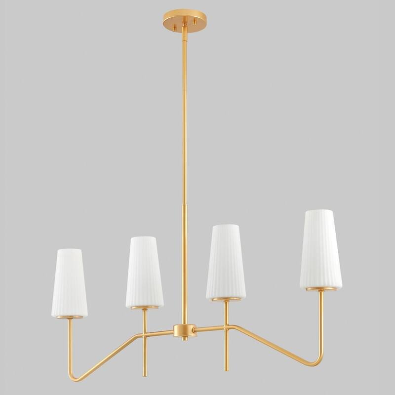 KAWOTI 4-Light Gold Linear Kitchen Island Chandelier - W35" x D4" x H19.75" (Max H61.75")
