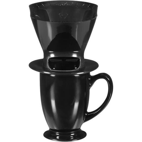 nog een keer Temerity Ochtend gymnastiek Melitta 1-Cup Pour-Over Coffee Brew Cone & Ceramic Mug Set, Black - On Sale  - Overstock - 18016293