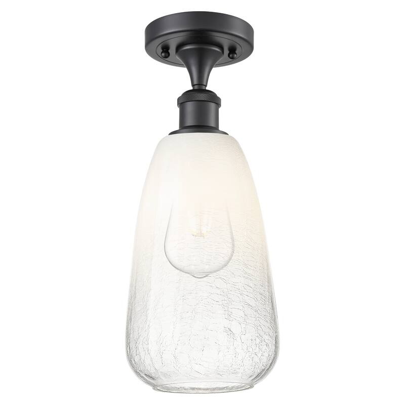 Innovations Lighting Endless Possibilities Ballston - Brookhaven Almond - 1 Light 6" Semi-Flush Mount - Matte Black/Opal