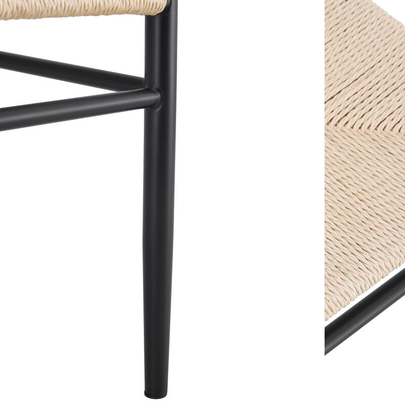Y-shaped Medieval Style Armchair for Dining Table, Woven Seat (Set of 4)
