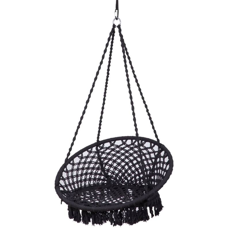 Bahia Macrame Hammock Chair Bedroom Rope Swing Indoor Outdoor Hand Woven Accent Chair - 42 x 32 in