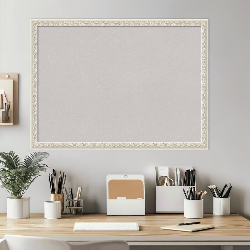 Bethany Silver Wood Framed Cork Board - Bulletin Board, Organization Board, Pin Board