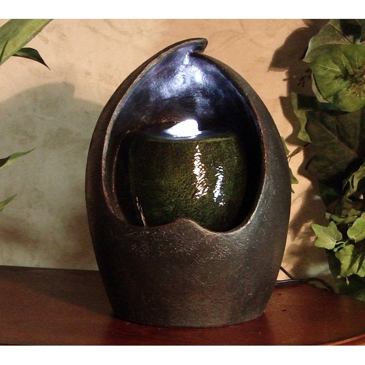 Alpine Abstract Jar Tabletop Fountain with LED Lights Bed Bath