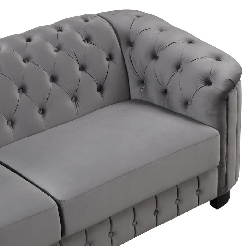 82.4" Sofa with Rubber Wood Legs,Velvet Upholstered Sofa Couch,Sofa with Thick Removable Seat Cushion, 3 Seater Sofa Couch