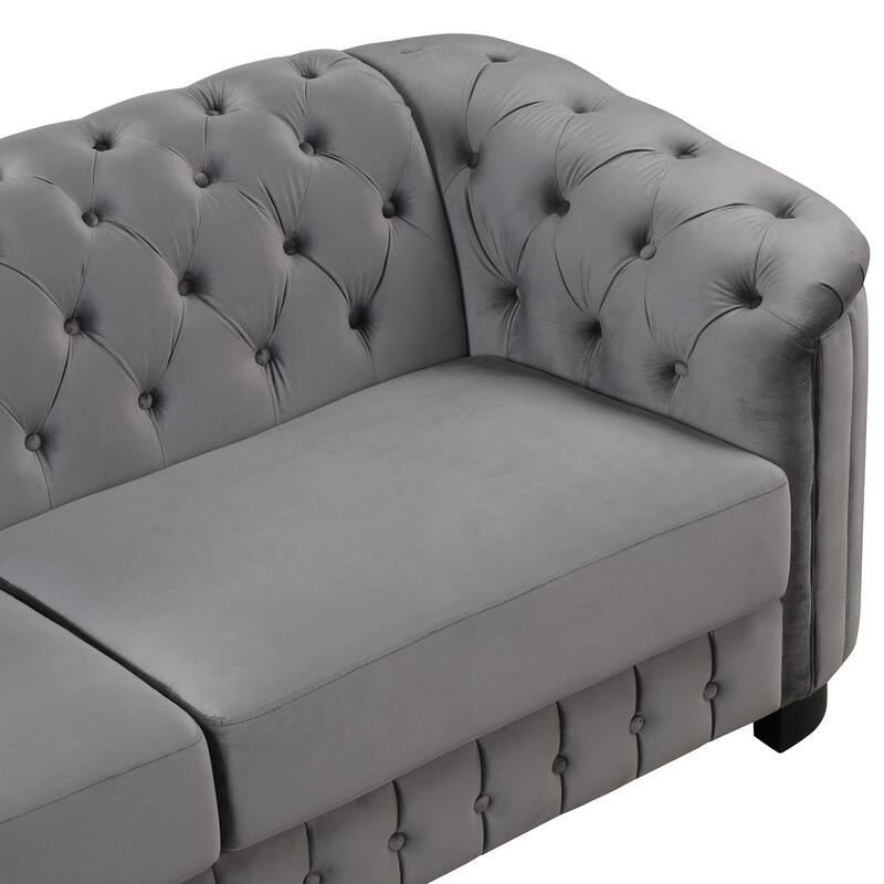 82.4" Velvet 3-Seat Sofa with Solid Wood Frame and Ergonomic Backrest - Soft Padded Seat