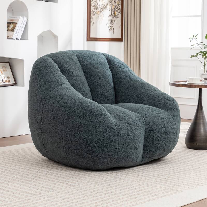 Fluffy Bean Bag Lazy Sofa Chair with Tufted Soft Stuffed Filling & Memory Foam - Green