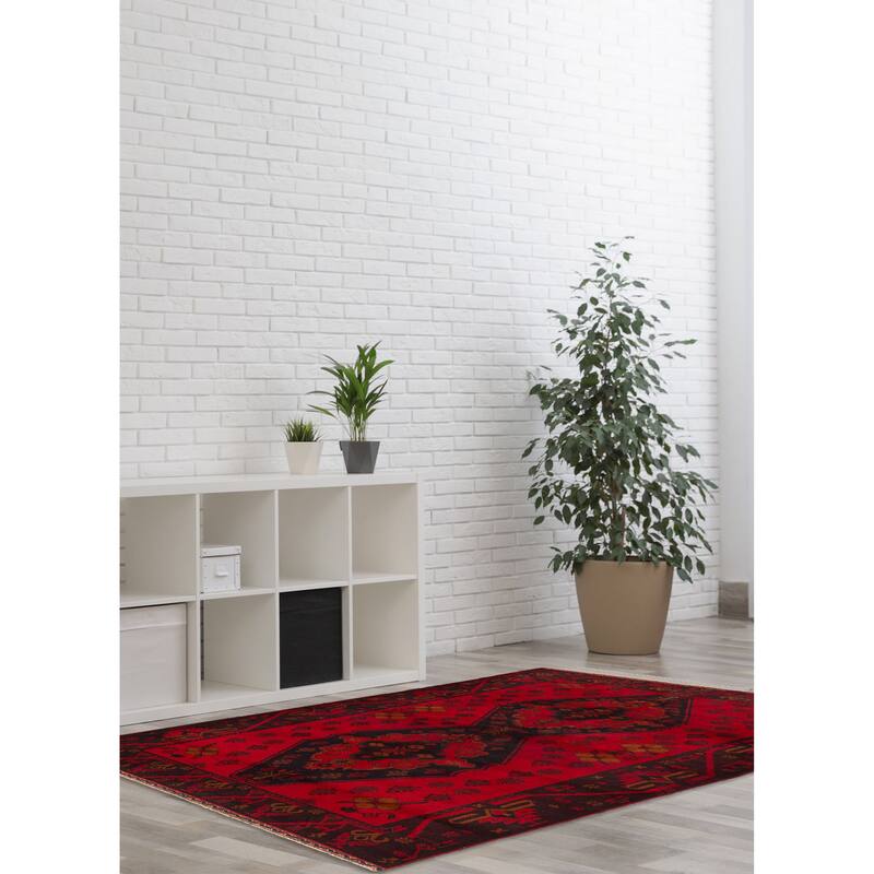 ECARPETGALLERY Hand-knotted Teimani Red Wool Rug - 3'11 x 7'2