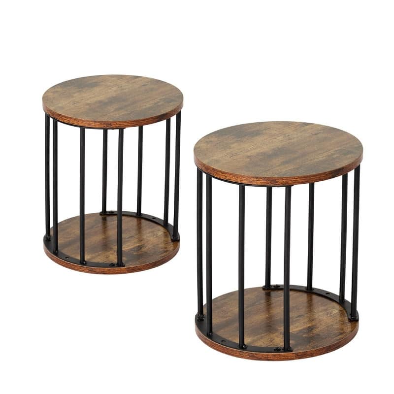 Wooden Stool Set of 2 for Kids - 11.81"D x 11.81"W x 13.58"H