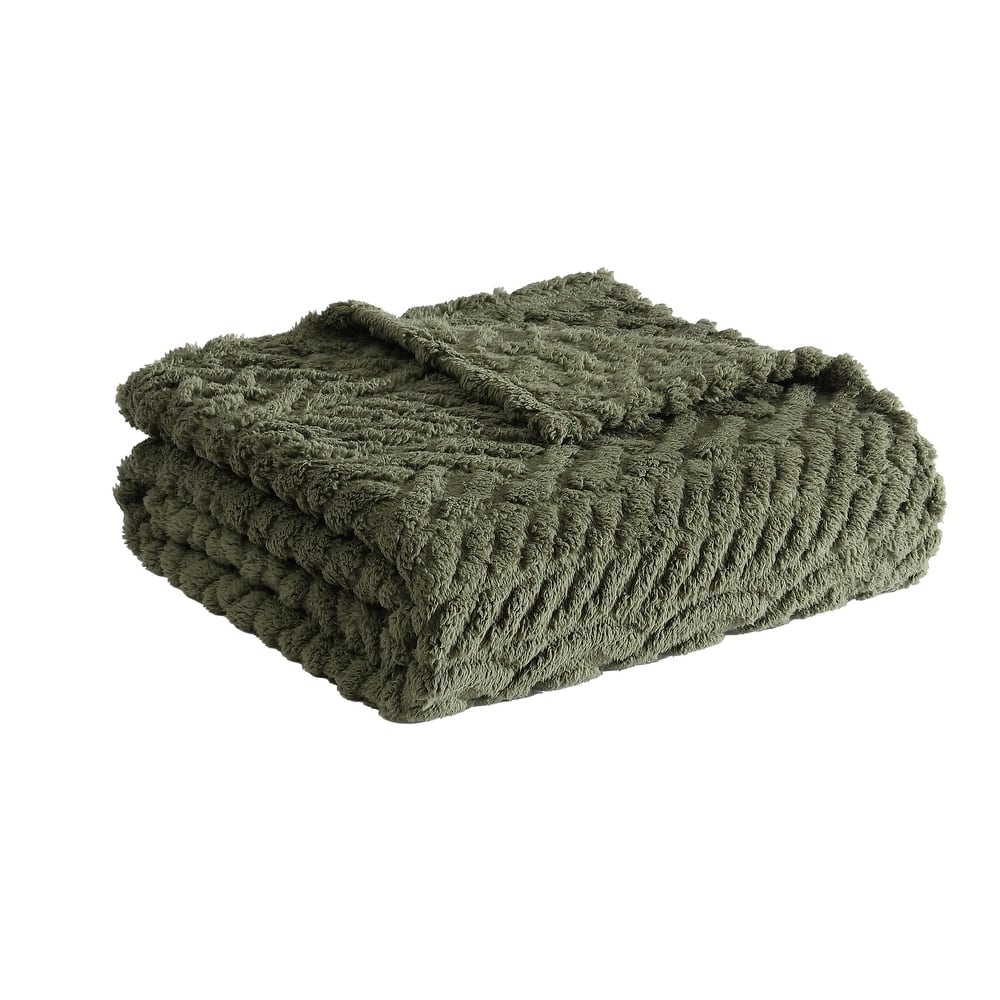 Nautica Cable Knit Plush Throw Blanket With Self Reverse, Extra Warm (50X60 Inches)