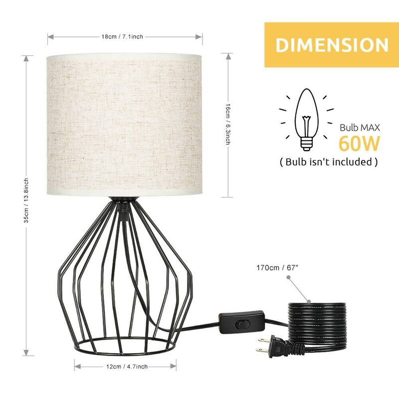 Modern Style Black Hollowed Out Base with Linen Fabric Shade Lamps