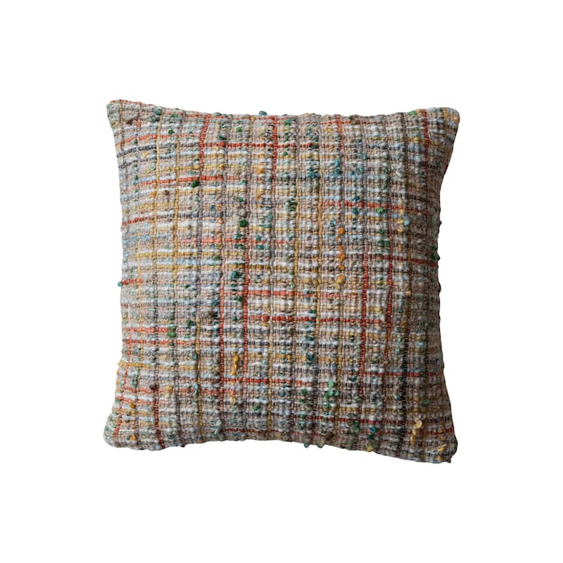 Woven Acrylic Blend Boucle Pillow - 18.0"L x 18.0"W x 0.5"H - Multi