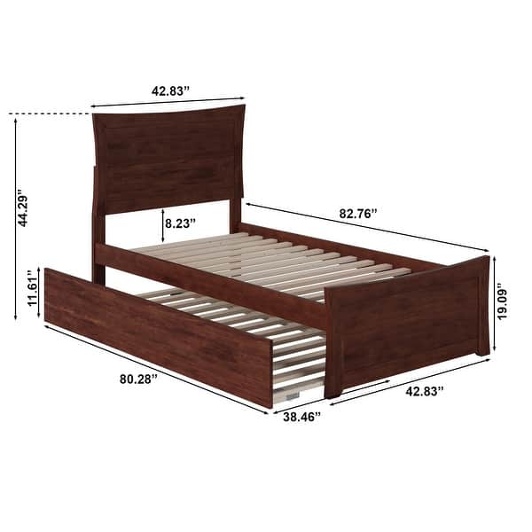 dimension image slide 4 of 11, AFI Metro Platform Bed with Matching Footboard & Trundle