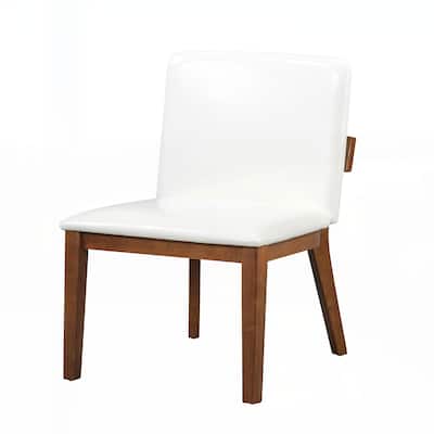 White Glossy PU Leather Upholstered Dining Chairs Set of 2