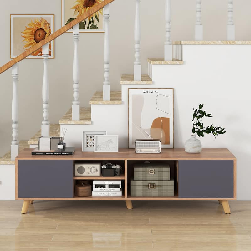 Gymax TV Stand for TVs up to 65'' Modern Rustic TV Cabinet w/ Open - See Details