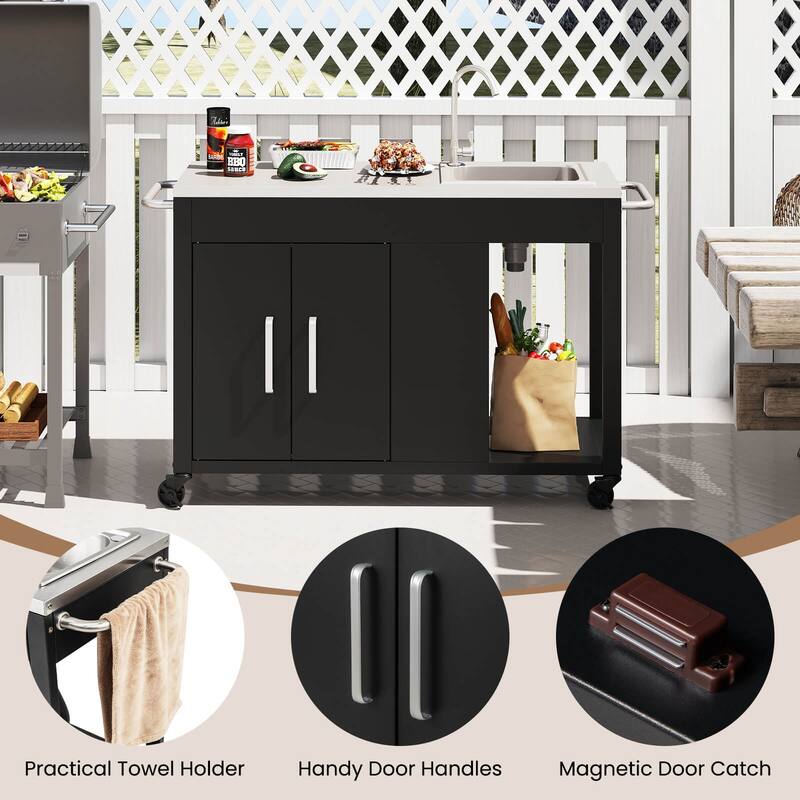 Costway 56" Outdoor Grill Table with Sink & Drainage with Stainless - See Details