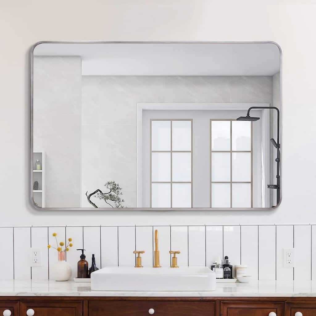 30x40 Inch Metal Framed Rectangular Rectangular Bathroom Mirror for Wall