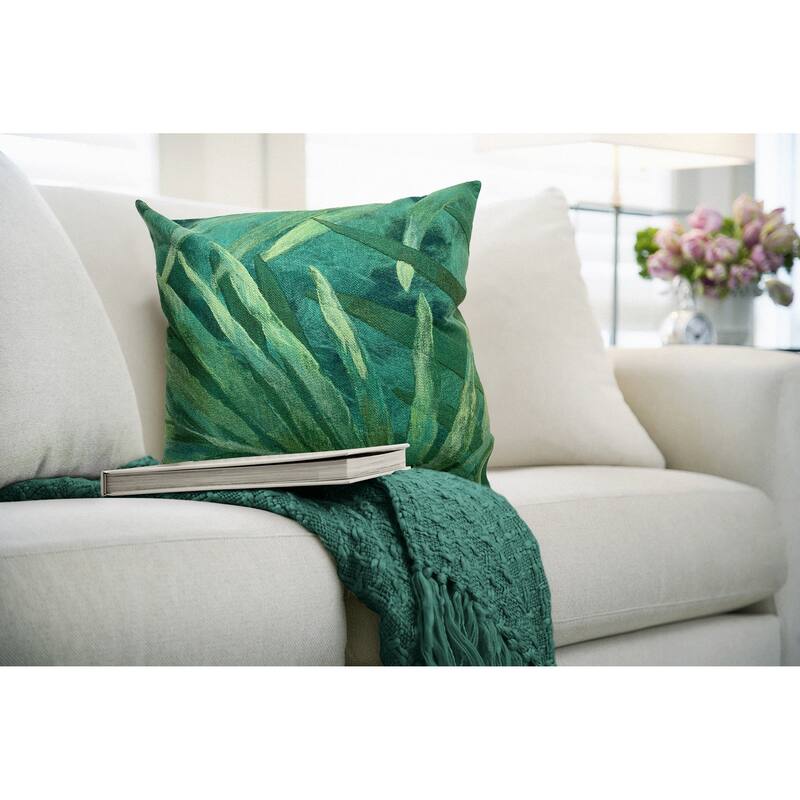 Liora Manne Visions III Tropical Leaf Indoor/Outdoor Pillow - 20" x 20" - Green